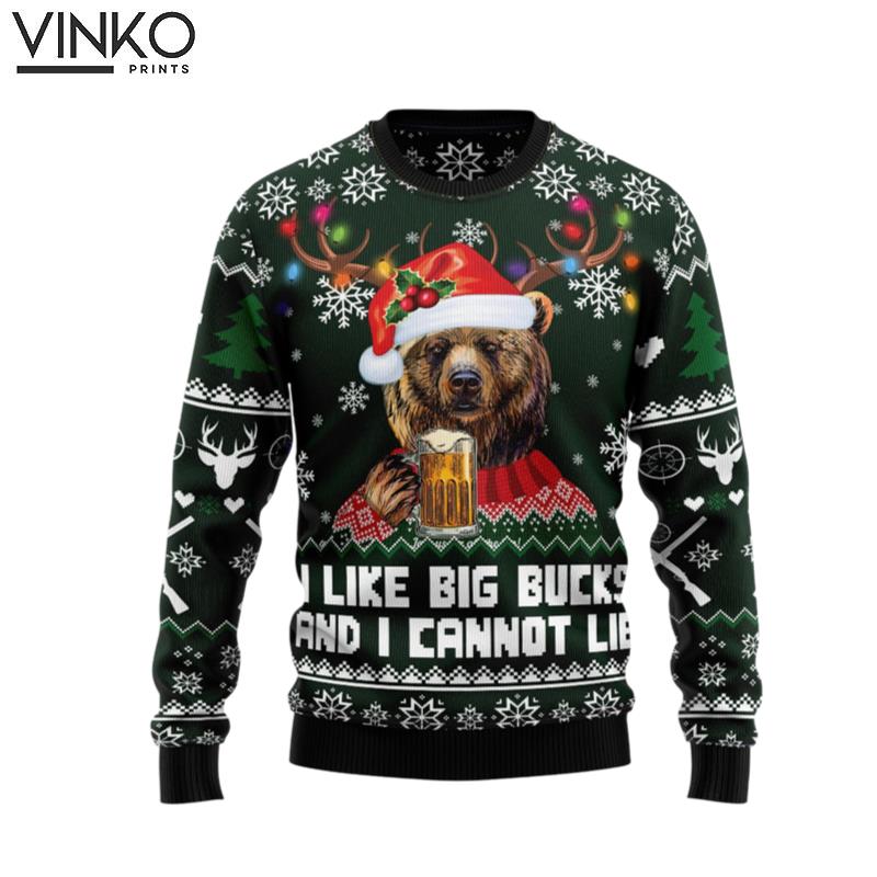 Bear Hunting And Beer For Men And Women Ugly Christmas Sweater