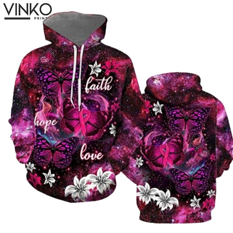 Beautiful Butterfly Breast Cancer Awareness Hoodie