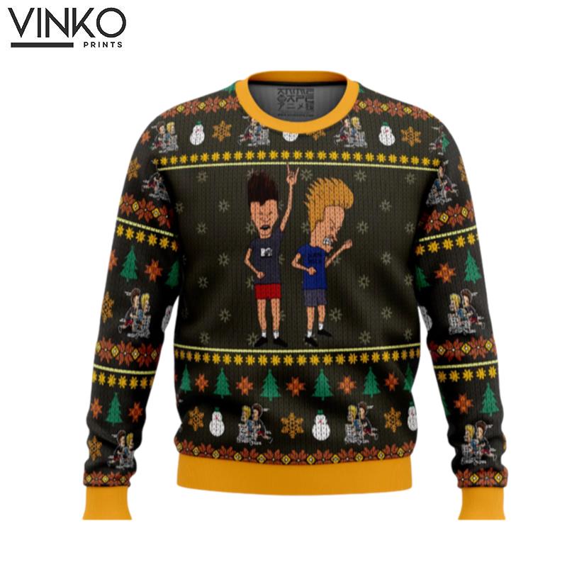 Beavis And Butthead Rock On Christmas 3D Ugly Christmas Sweater