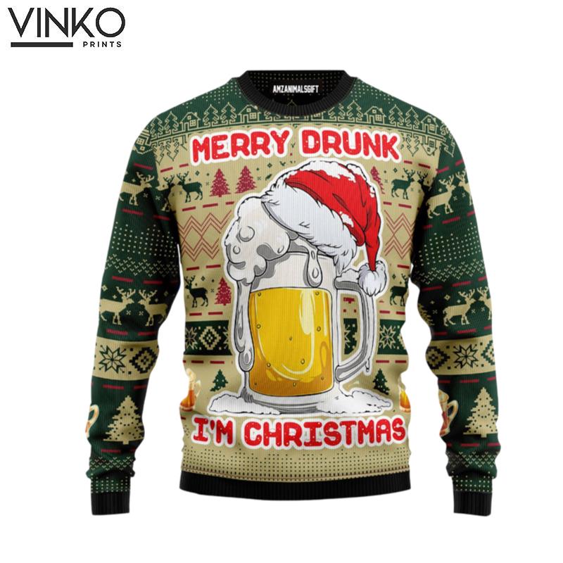 Beer Christmas Beer Merry Drunk I'm Friends Beer Lovers Ugly Christmas Sweater