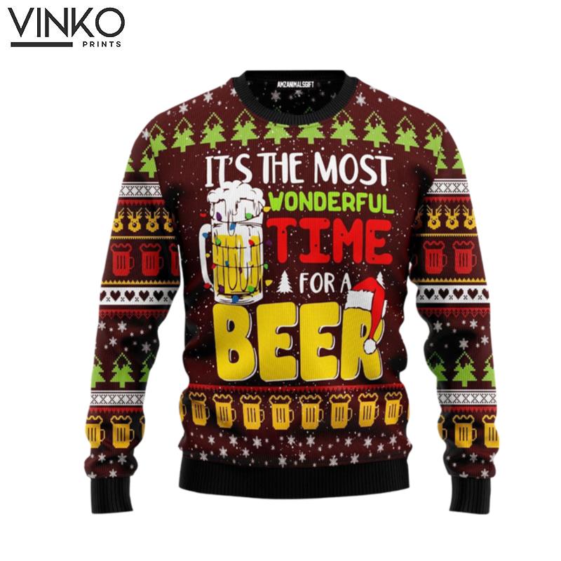 Beer It's The Most Wonderful Time For A Beer Perfect Gift For Beer Lover Friends Family Ugly Christmas Sweater