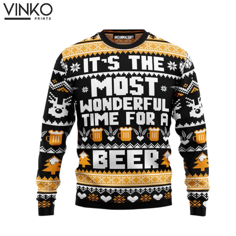 Beer Merry Christmas Wonderful Time For A Beer Perfect Gift For Christmas Beer Lovers Ugly Christmas Sweater