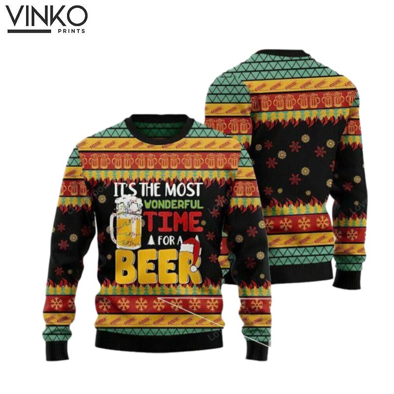 Beer Season Christmas Pattern Black And Orange 3D US SIZE BEST PRICE Ugly Christmas Sweater