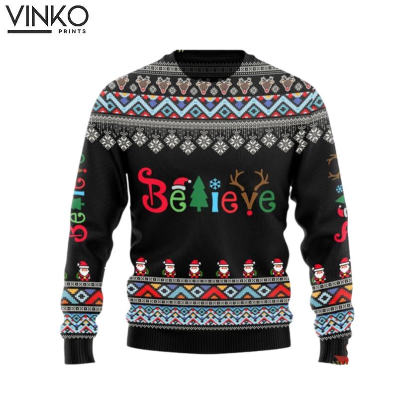 Believe Christmas Gift For Men And Women Ugly Christmas Sweater