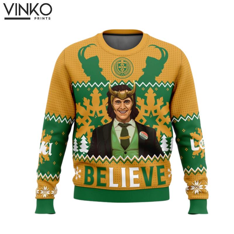 Believe Loki Marvel Ugly Christmas Sweater