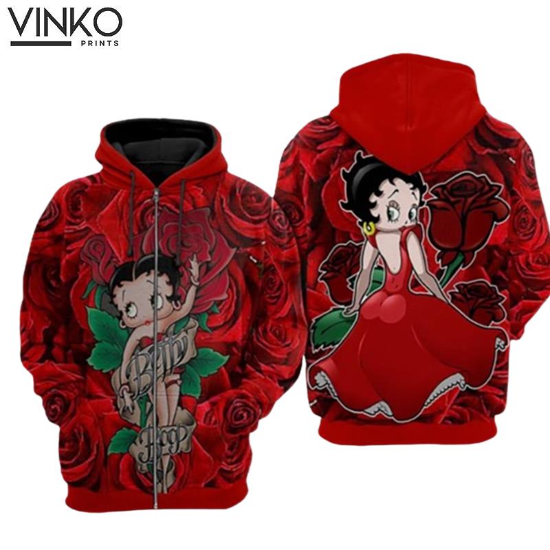 Betty Boop With Roses Hoodie