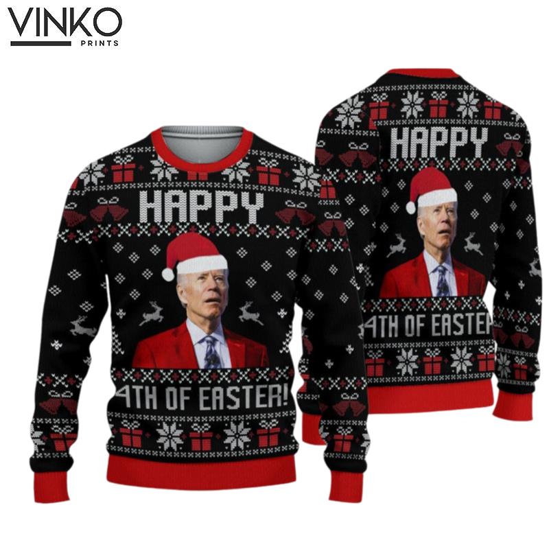 Biden Santa Happy 4th Of Easter Merry Christmas 3D Ugly Christmas Sweater