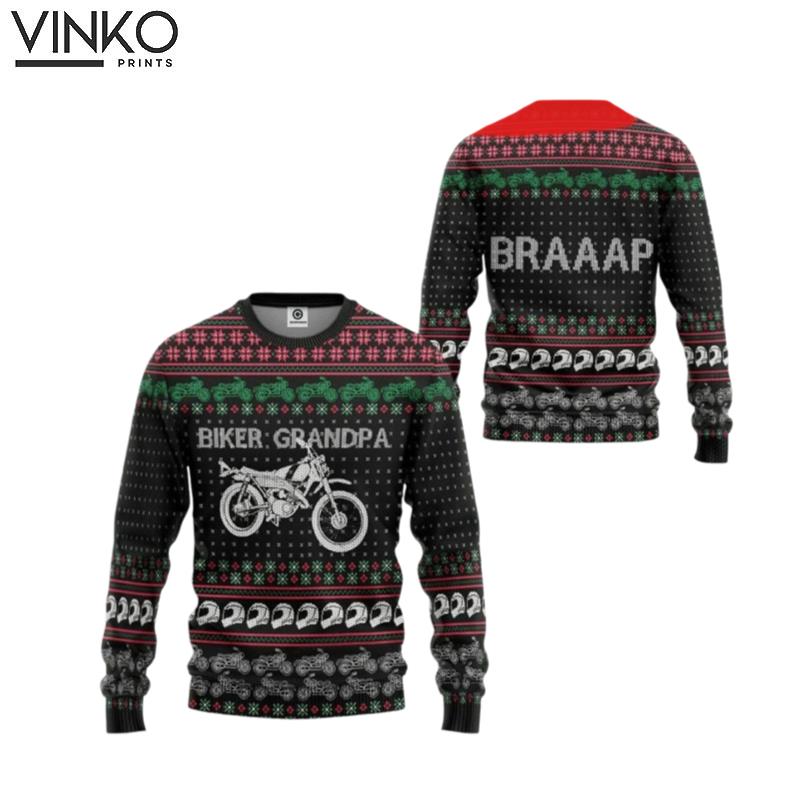 Biker Grandpa Braaap Ugly Christmas Sweater