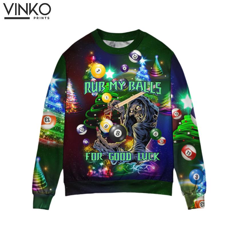 Billiard Rub My Ball For Christmas Ugly Christmas Sweater