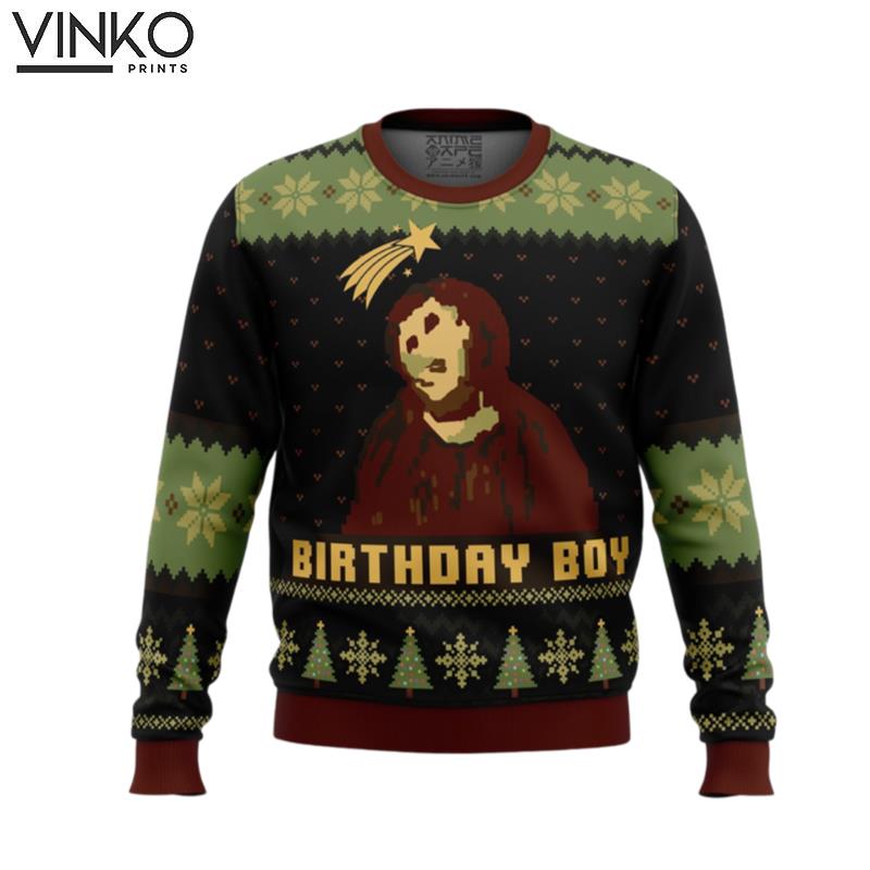 Birthday Boy The Ruined Fresco Of Jesus Ugly Christmas Sweater