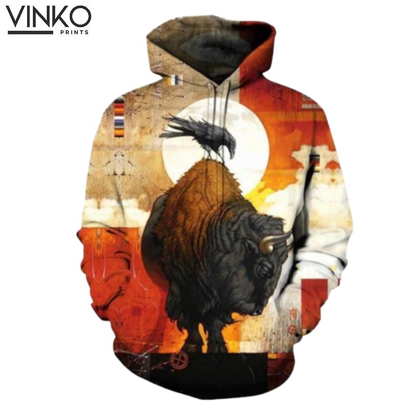 Bison Native American Hoodie