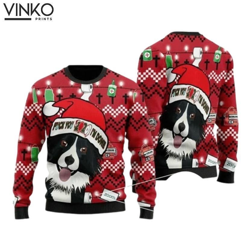 Black And White Border Collie Ugly Christmas Sweater