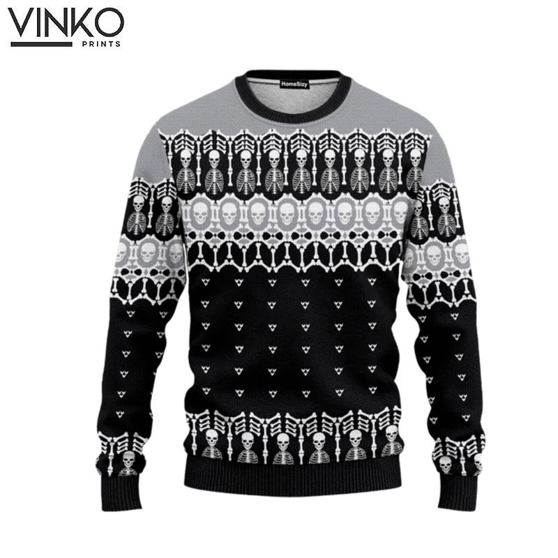 Black And White Skeleton Ugly Christmas Sweater