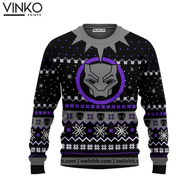 Black Panther Knitting Pattern 3D Print Ugly Christmas Sweater