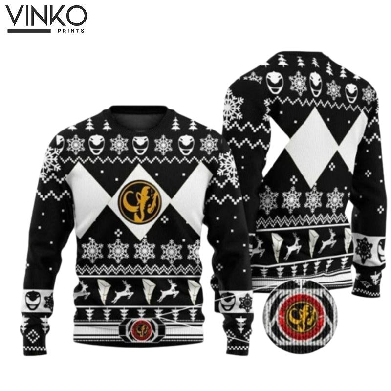 Black Power Ranger Knitted Power Ranger Christmas Ugly Christmas Sweater