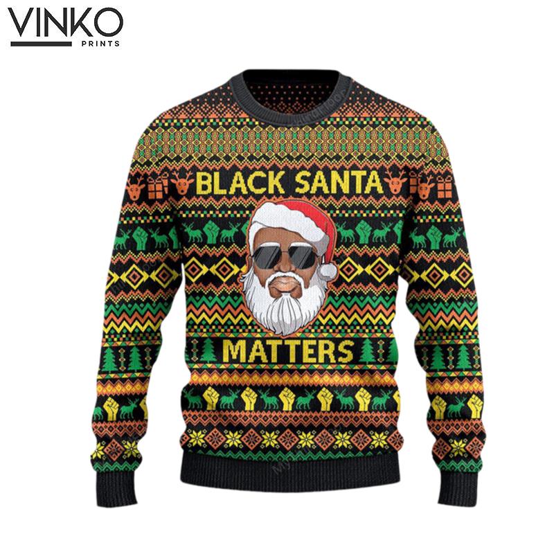 Black Santa Matters All Over Print 3D Ugly Christmas Sweater