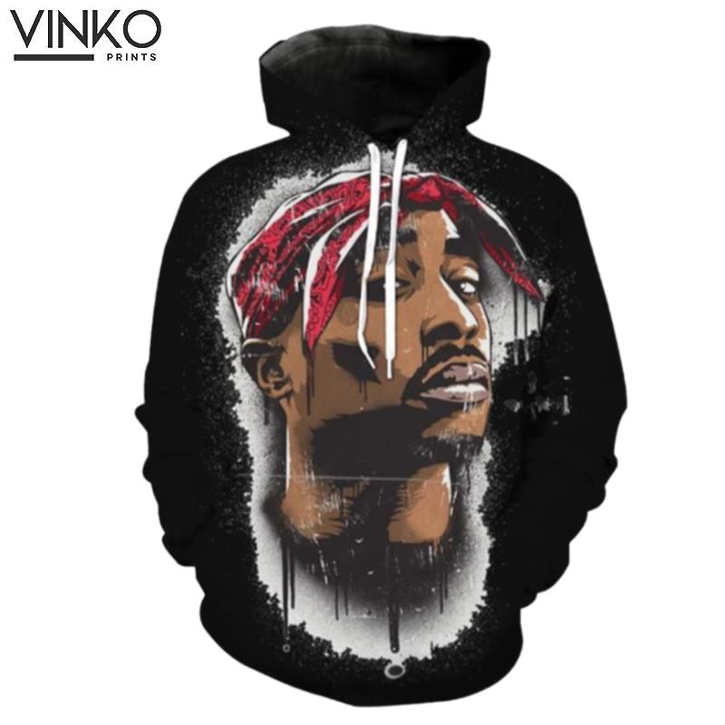 Black Tupac 2Pac Face Hoodie