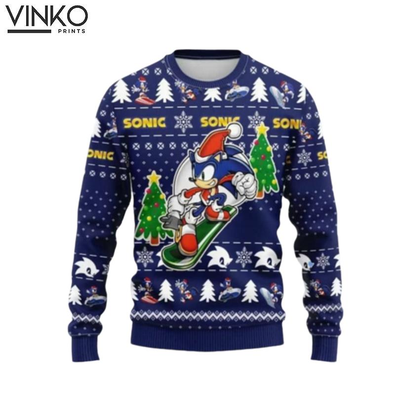 Blue Hedgehog Hedgehog Hero Xmas Ugly Christmas Sweater