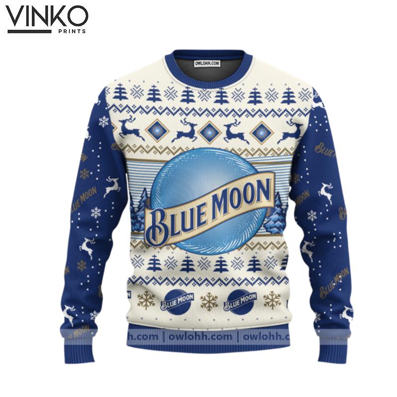 Blue Moon 3D Print Ugly Christmas Sweater