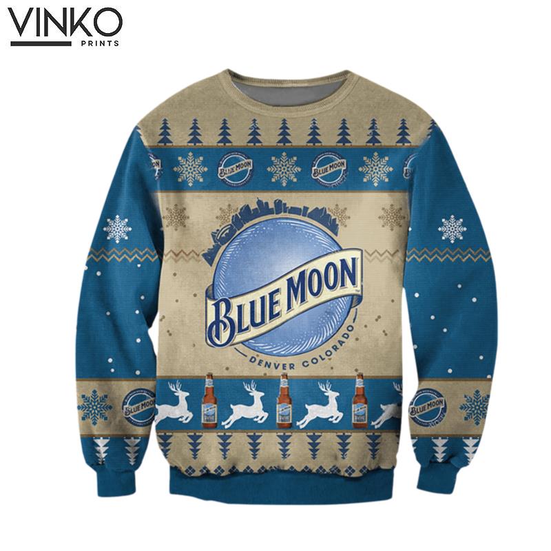 Blue Moon Beer Drinking Ugly Christmas Sweater