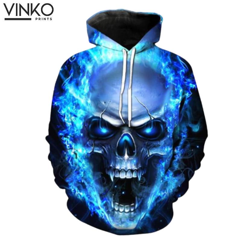 Blue Skull Cool Aesthetic Hoodie