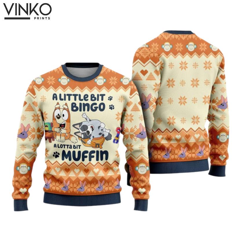 BlueyDad A Little Bit Bingo A Little Bit Muffin Ugly Christmas Sweater