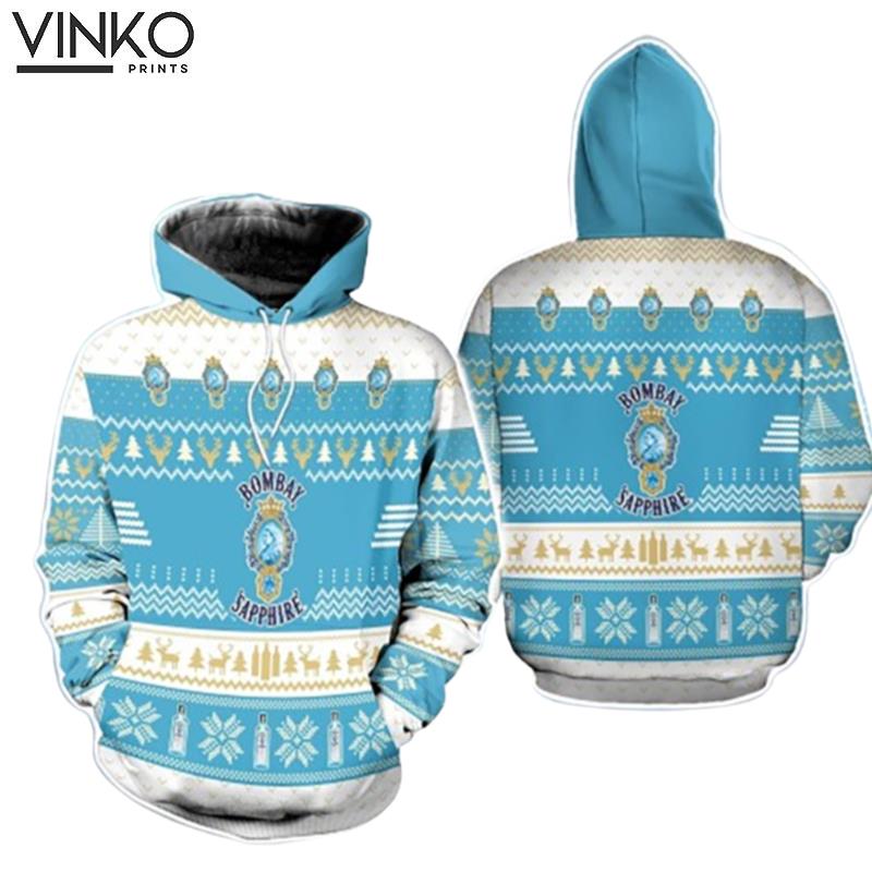 Bombay Sapphire Ugly Christmas Pattern Hoodie