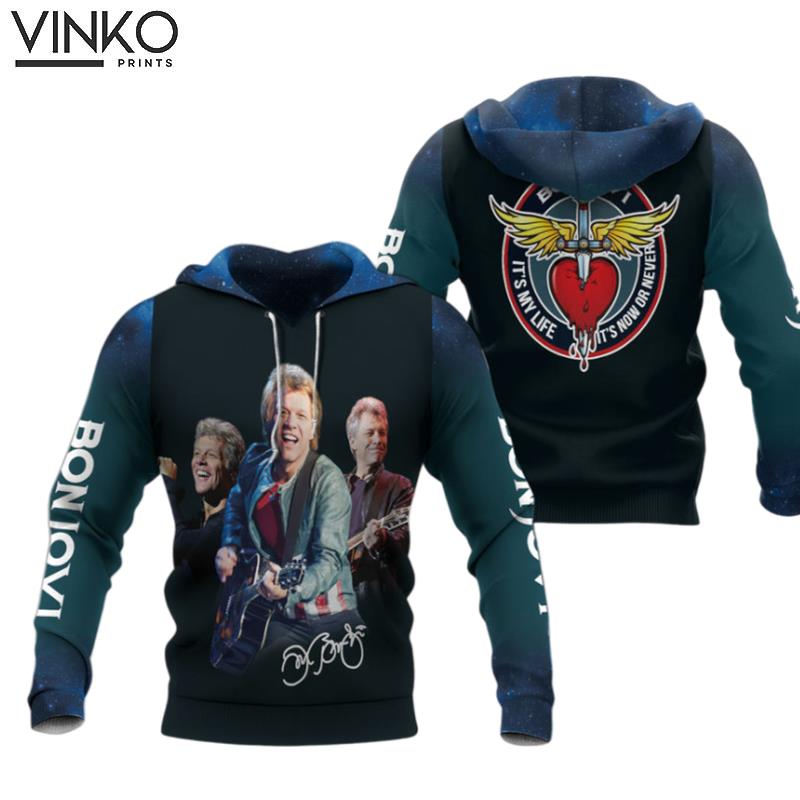 Bon Jovi Its Life Its Or Never Signature Hoodie