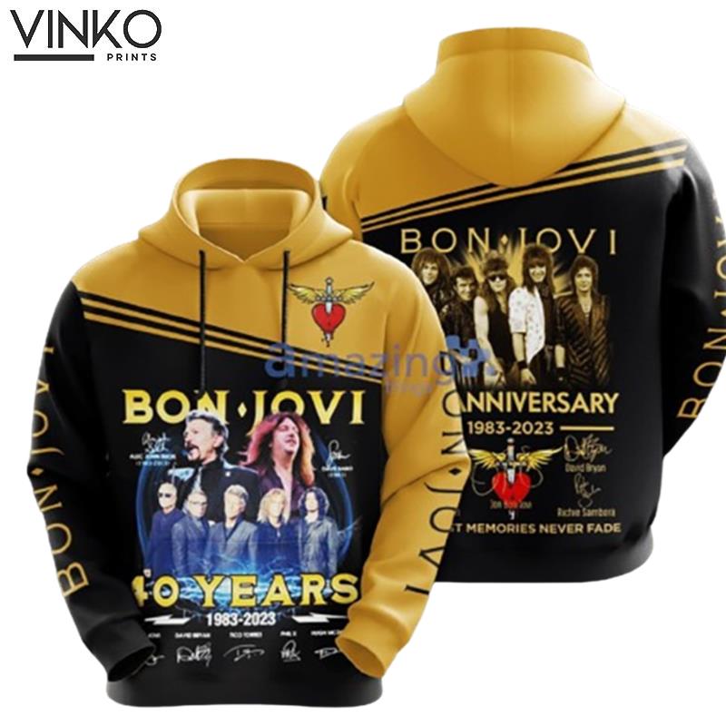 Bon Jovi Rock Band Signatures 40 Years Anniversary Hoodie