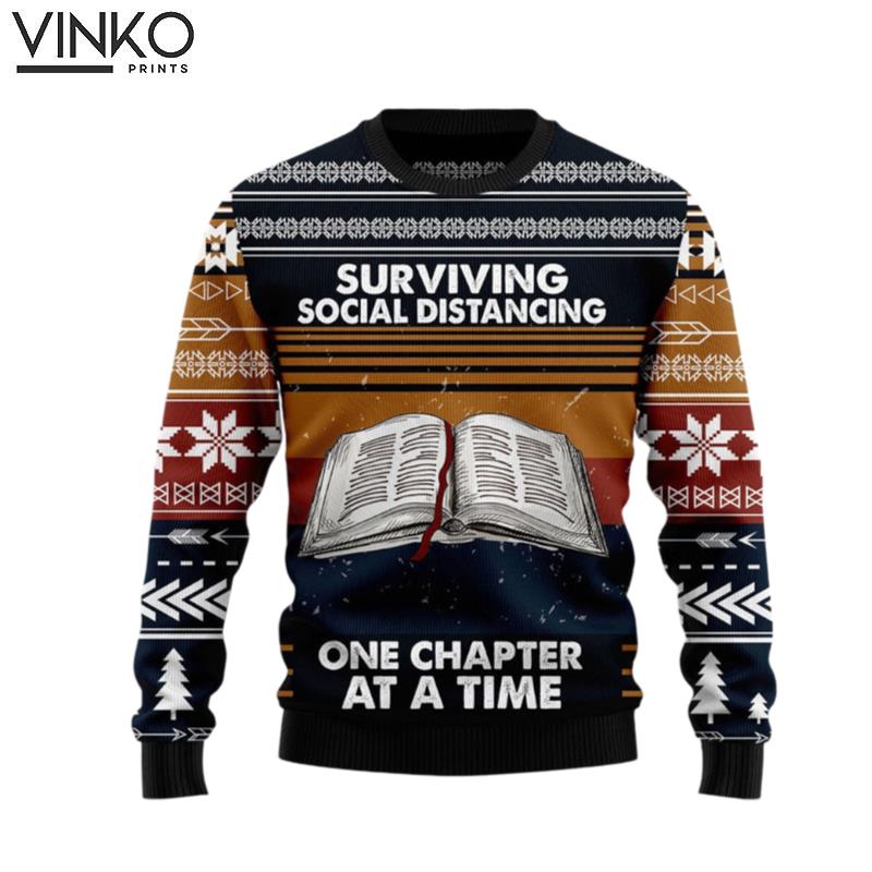 Book Retro Vintage Adult Ugly Christmas Sweater