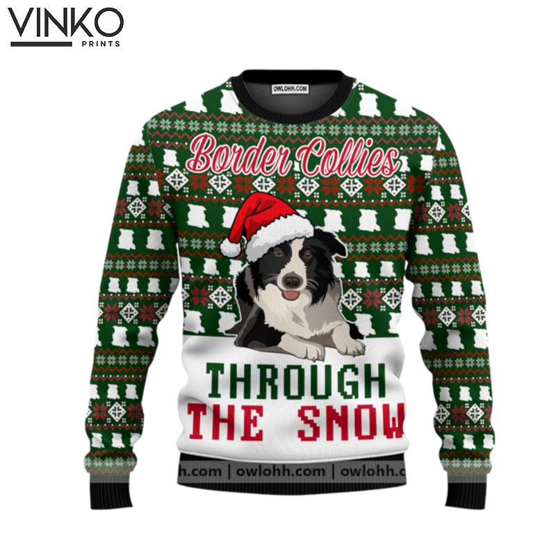 Border Collies Through The Snow Ugly Christmas Sweater