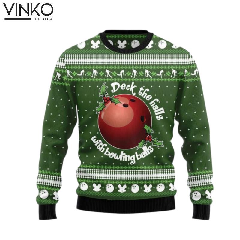 Bowling Lover Deck The Balls For Christmas Funny Adult Ugly Christmas Sweater