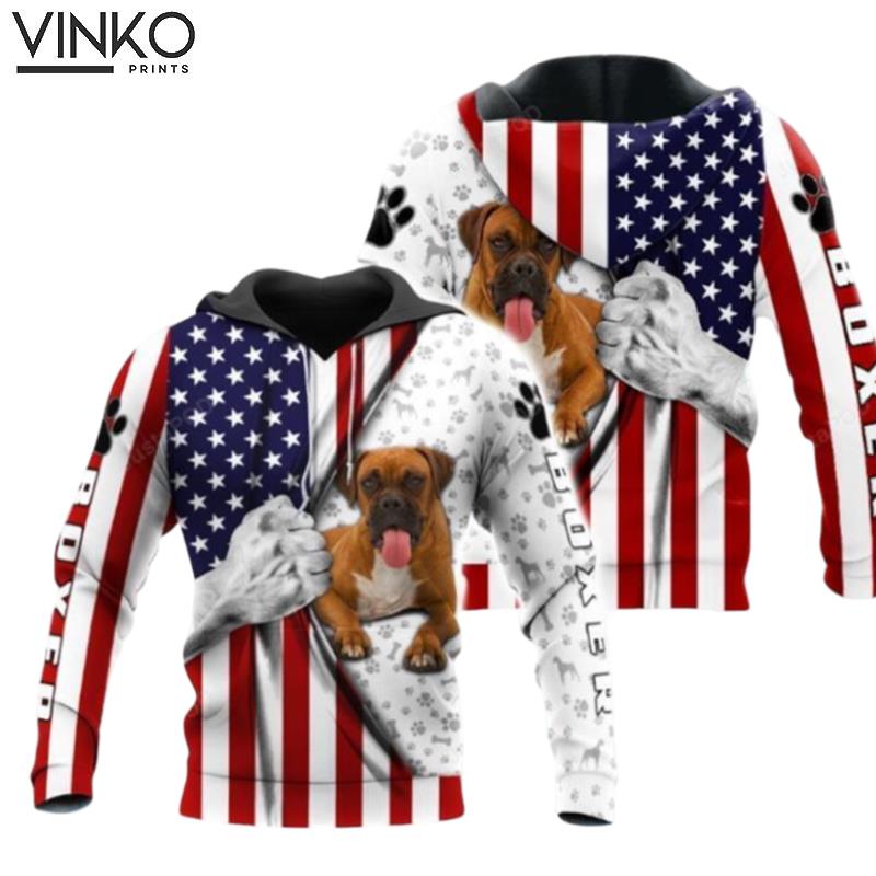 Boxer Dog America Hoodie