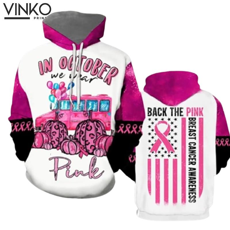 Breast Cancer In Pink School Bus Pumpkin Hoodie