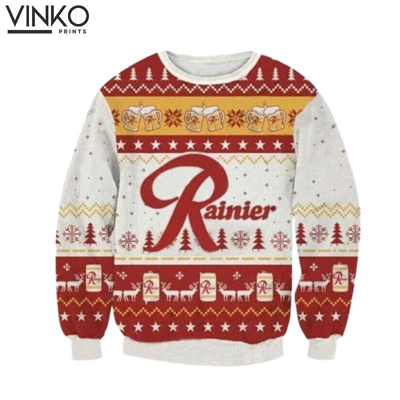 Brewing Drink Lover Rainier Beer Ugly Christmas Sweater