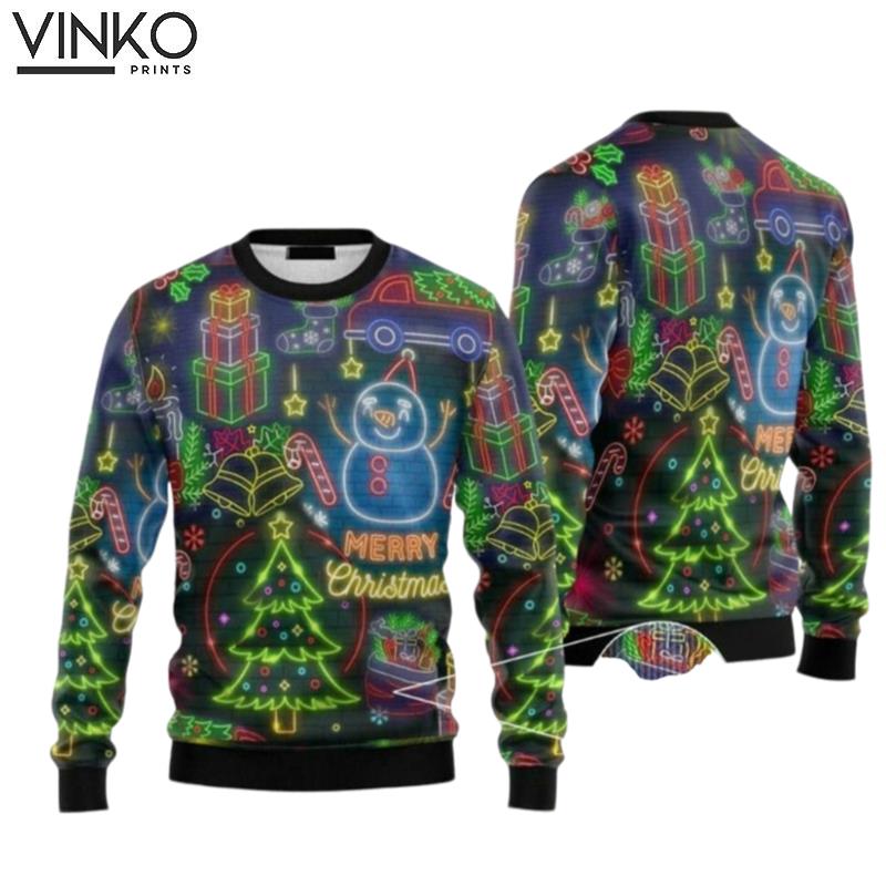 Bright Neon Lighting Ugly Christmas Sweater