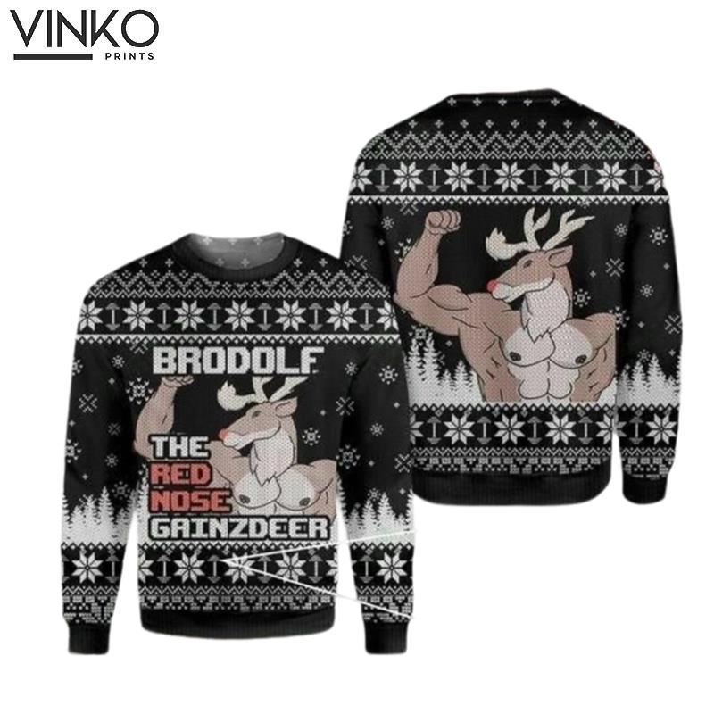 Brodolf The Red Nose Ugly Christmas Sweater