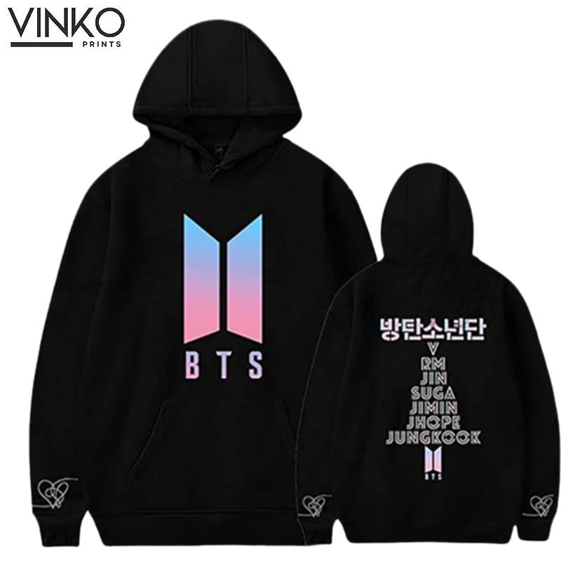 Bts Black With Signatures Design Hoodie