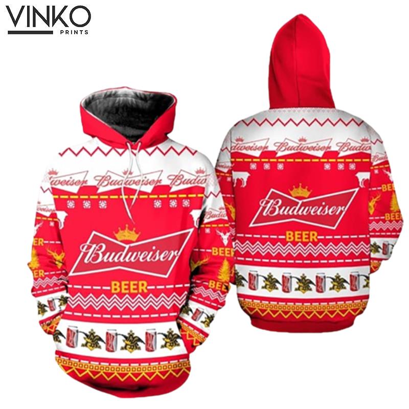 Budweiser Beer Ugly Christmas Pattern Hoodie