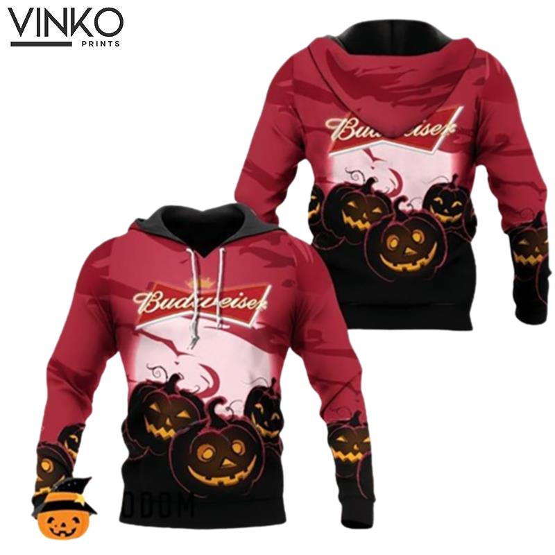 Budweiser Night Pumpkin Red Black Hoodie