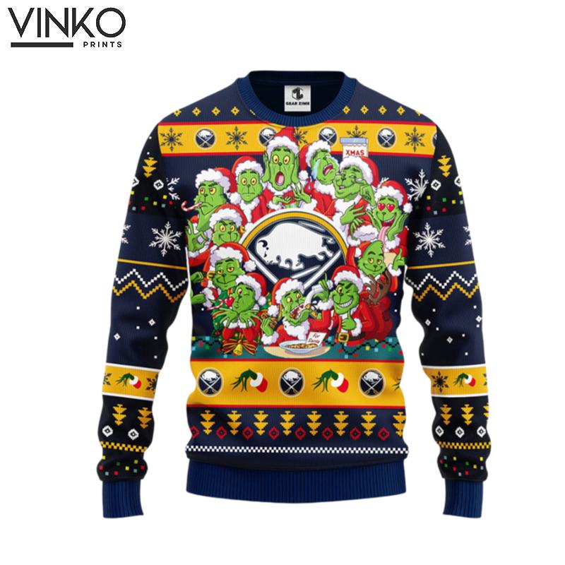 Buffalo Sabres 12 Grinch Xmas Day Ugly Christmas Sweater