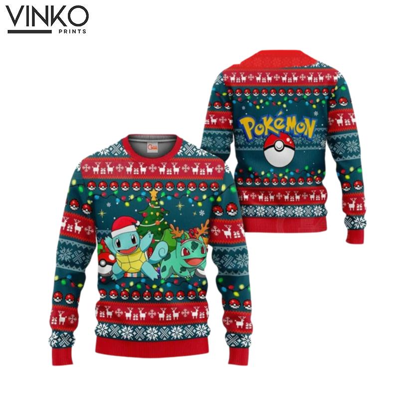 Bulbasaur Squirtle Pocket Monster Ugly Christmas Sweater