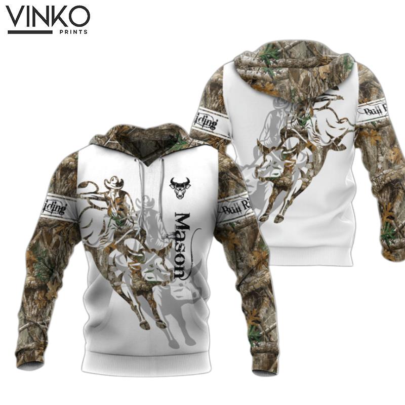 Bull Riding Brown Rodeo Camo Hoodie