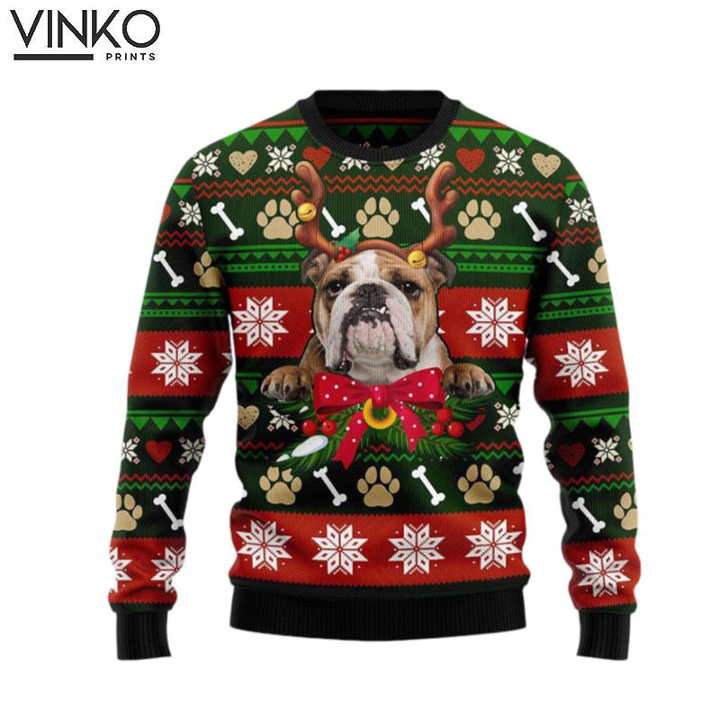 Bulldog Funny Bulldog Face Cute Gift For Pet Lovers Ugly Christmas Sweater