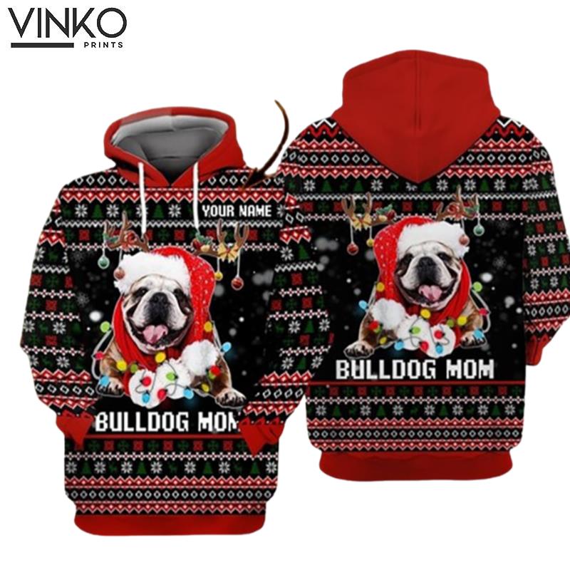 Bulldog Mom Christmas Hoodie