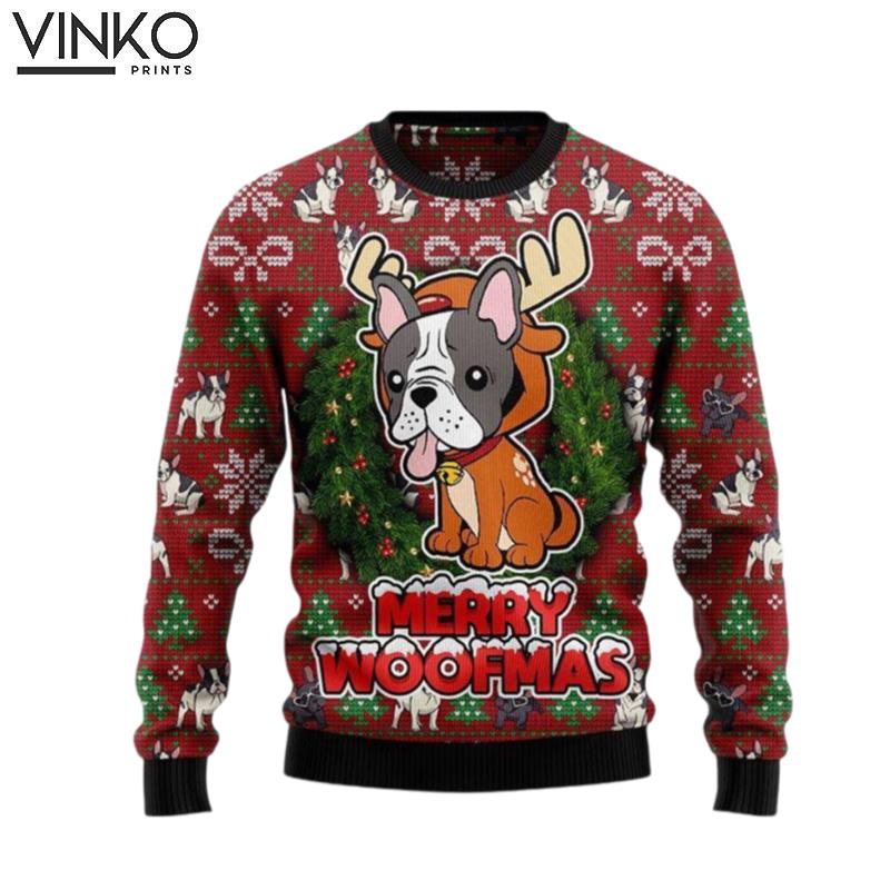 Bulldog Reindeer Pet Lover Ugly Christmas Sweater