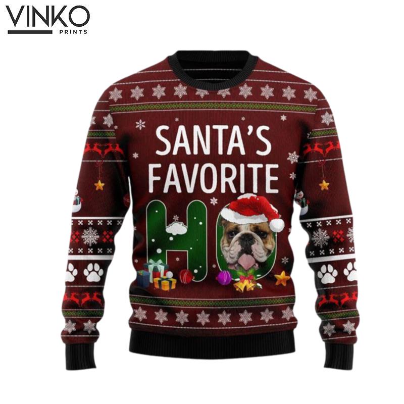 Bulldog Santa Favorite Ho Pet Lover Ugly Christmas Sweater