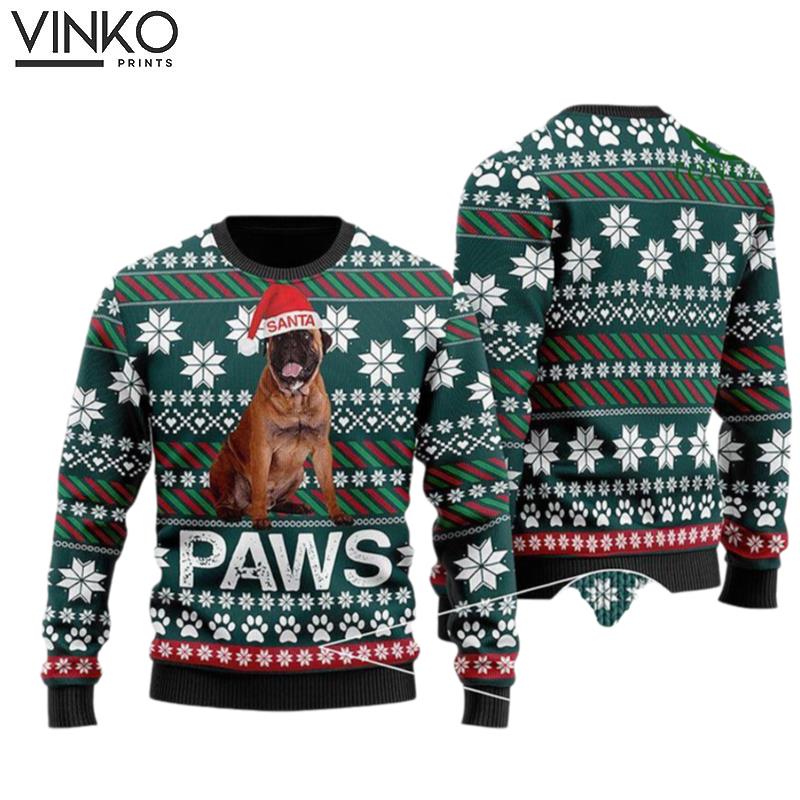 Bullmastiff Santa Printed Pet Lover Ugly Christmas Sweater