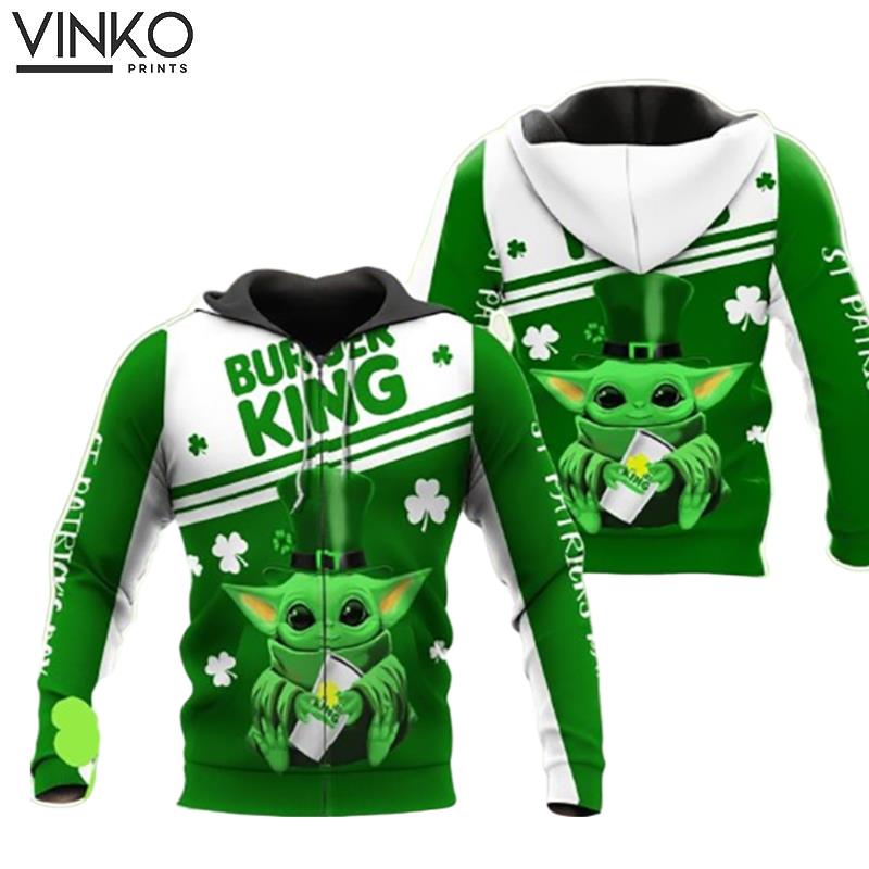 Burger King Irish St Patrick Day Baby Yoda Hoodie