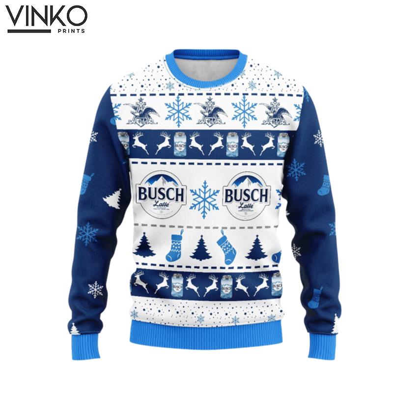 Busch Latte Beer 3 Ugly Christmas Sweater